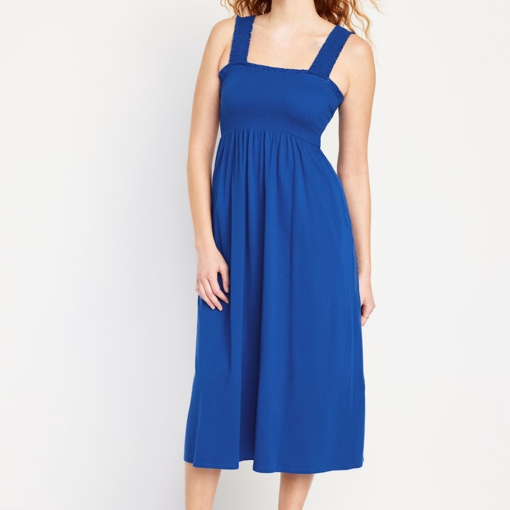 NWOT Old Navy smocked top cobalt blue midi dress XL